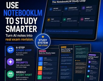 Guía del sistema de estudio NotebookLM / Repaso para estudiantes con IA / Planificador de preparación para exámenes