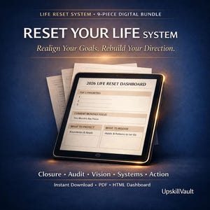 Life-Reset-System Digitaler Planer für persönliches Wachstum, Festlegen von Lebenszielen, Gewohnheiten und Denkweisen