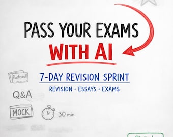Planificador de repaso para exámenes / Curso intensivo de estudio de 7 días / Guía de estudio de última hora / Kit de herramientas para estudiantes