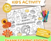 Thanksgiving Coloring Placemat for Kids | Holiday Activity (PDF)