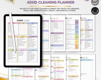 ADHD-schoonmaakplanner afdrukbaar | Checklist dagelijkse en wekelijkse schoonmaak voor volwassenen (digitale pdf)