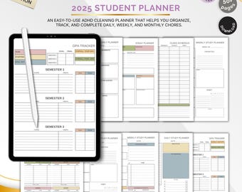 Student Planner | Academic Organizer, Homework Tracker, Class Schedule, Exam Prep for College & High School (PDF)