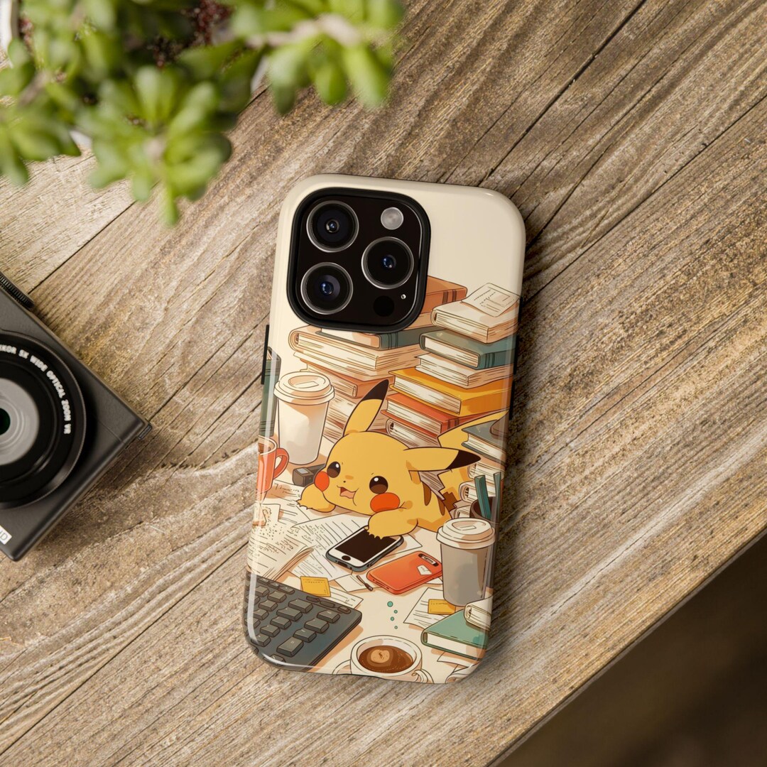 Pikachu Study Screen Pikachu Study Desk Phone Case: Anime Illustration, Dual-layer ...