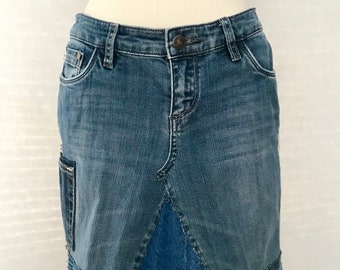 Jeans Mini Skirt Eco Friendly Recycled Denim Size 33 Waist
