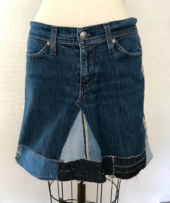 Jeans Mini Skirt Eco Friendly Recycled Denim Size 33 Waist