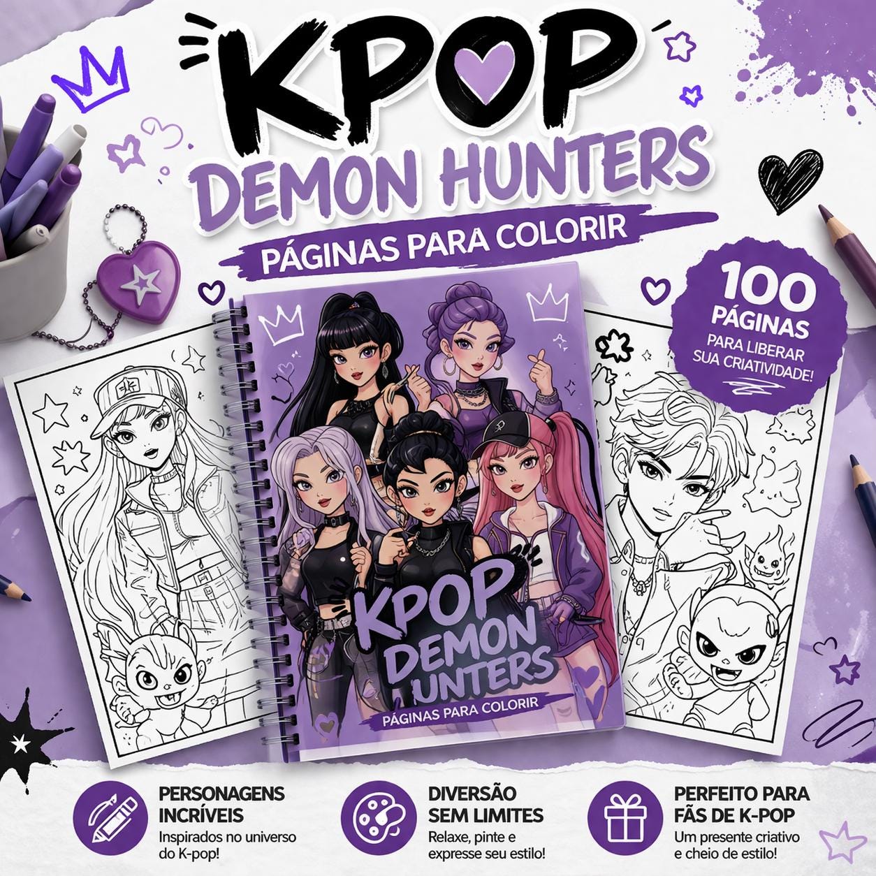 100 K-pop Demon Hunters Coloring Pages | Digital Coloring Book ...