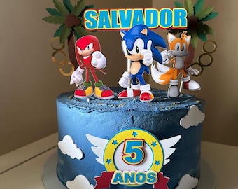 Cake Topper Sonic File Studio and PDF | Topper Sonic | Sonic the Hedgehog Cake Topper|Sonic Party Decorations - Personalized Cake Topper