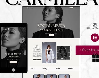 Carmilla WordPress Theme –  Elementor Website template for Coach & Agency, Marketing and Social Media, portfolio website elementor template