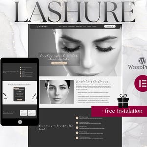 Lashure Wordpress Theme - Lash Beauty Salon Elementor Template| Lash & Nail  Website Design | Beauty salon business page design, website design, lash website template, wordpress theme. Beauty salon and permanent make up business website or sales page.