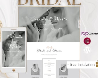 Wedding RSVP Website Template | WordPress Elementor Wedding Invitation Theme | Save the Date Wedding Website with RSVP, Countdown & Map