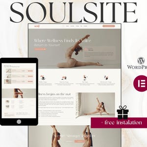 Soulsite Wordpress Theme – Yoga, wellness en gezondheidscoach Website Elementor Template Kit | Bedrijfspagina voor gezondheid, websiteontwerp