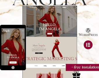 Angela WordPress Theme – Marketing & Personal Brand Elementor Website Template, Business Page website design, Coach Website Template