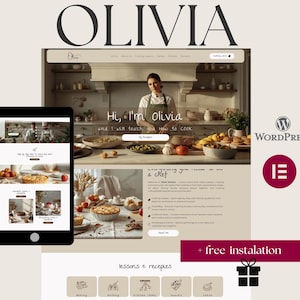 Olivia Wordpress Theme – Kitchen Food Blog & Cooking Classes WordPress Elementor Website Template Kit| Chef business page (Free Plugins)