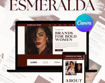 Esmeralda Canva Website Template for Business Coach | Course Creator Sales Pages | Virtual Assistant | UGC Creator | Canva web design