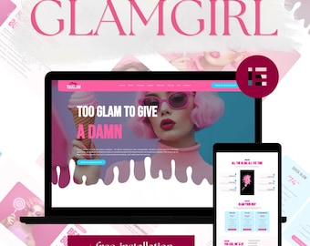 GlamGirl WordPress Theme - for Makeup Artist & Beauty Specialist Elementor Template, Influencer Business Page, UGC creator website template