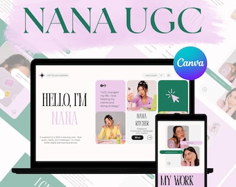 Nana UGC Creator Canva Website Template, Influencer Portfolio, Content Creator Website, One Page Canva Site, TikTok Media Kit