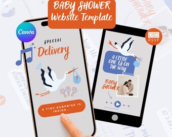 Baby Shower Website Template: Canva Digital Invitation With RSVP Form Baby Announcement (Digital Download)