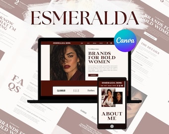 Modèle de site Web Canva Esmeralda pour coach d'affaires | Pages de vente du créateur de cours | Assistant virtuel | Créateur de CGU | Conception de sites Web sur toile
