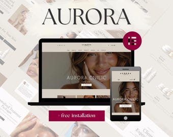 Thème WordPress pour clinique Aurora – Boutique en ligne et soins de la peau pour instituts de beauté WooCommerce Modèle de site Web Elementor, Institut de beauté, Page de vente