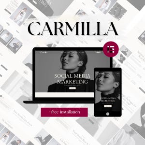 Tema Carmilla para WordPress: plantilla de sitio web Elementor para coaches y agencias, marketing y redes sociales, plantilla Elementor para sitios web de portafolio.