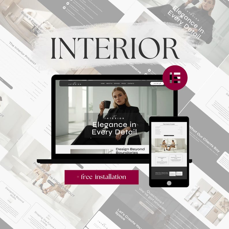 Interior Wordpress Theme – Interior Designer Elementor Website Template design Kit | Business Page design, elegant template