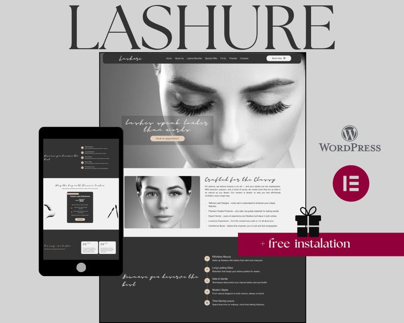 Lashure Wordpress Theme - Lash Beauty Salon Elementor Template| Lash & Nail  Website Design | Beauty salon business page design