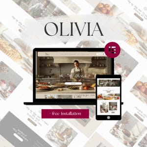 Olivia Wordpress Theme – Kitchen Food Blog & Cooking Classes WordPress Elementor Website Template Kit| Chef business page (Free Plugins)