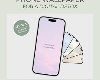 Paquete de fondos de pantalla para desintoxicación digital / Fondos de pantalla de bloqueo minimalistas / Recordatorios de productividad y limpieza digital