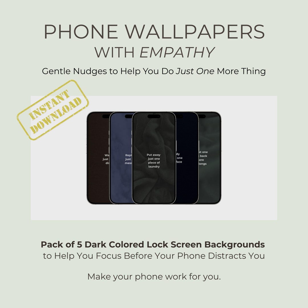 Minimalist Task Reminder Phone Wallpapers: Adhd-friendly Dark Theme ...