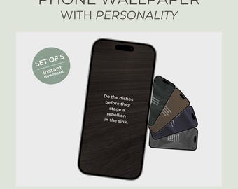 Fondo de pantalla para teléfono con TDAH: recordatorios minimalistas de tareas, tema oscuro (descarga digital)