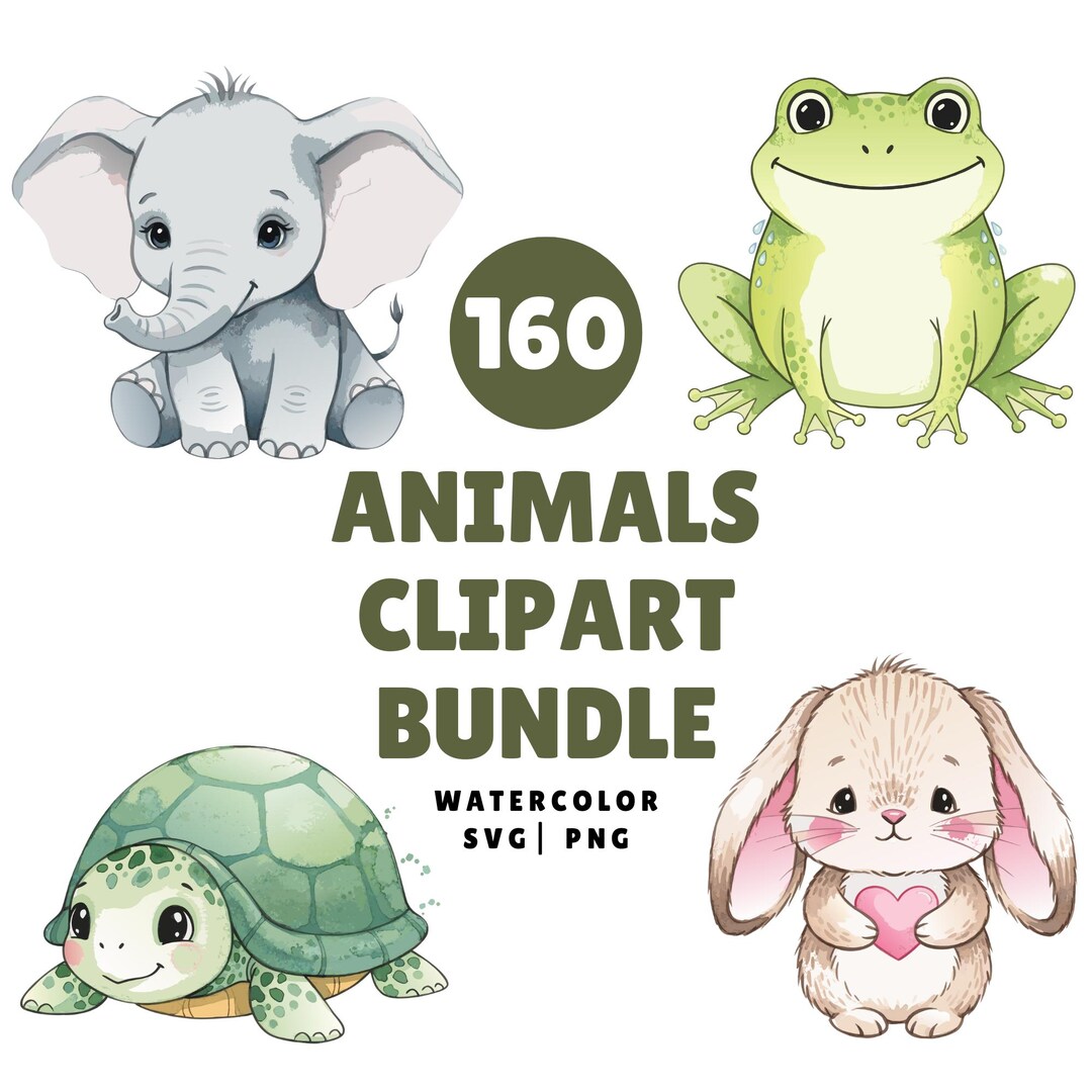 Baby Shower Clipart Bundle | Watercolor Boho Nursery Animals SVG PNG - Etsy
