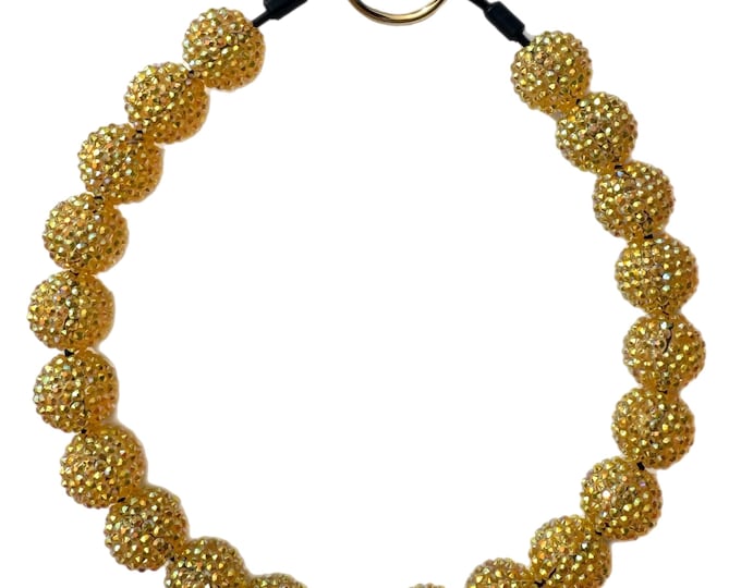 Golden Sparkle Beaded Dog Collar – Chunky Rhinestone Bubblegum Bead Collar