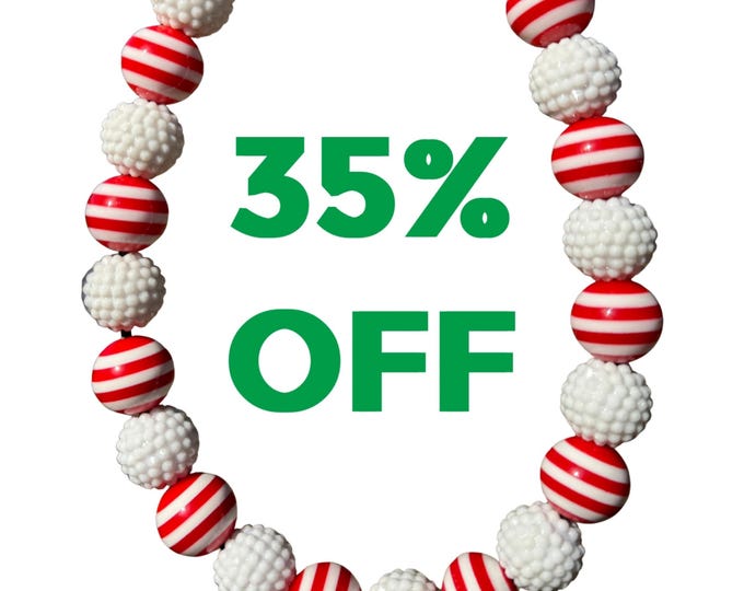 Peppermint Pooch Beaded Dog Collar – Red & White Candy Cane Bubblegum Bead Collar | Christmas Dog Accessory