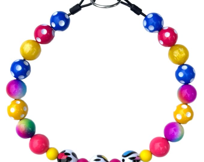 Lisa Frank style 80’s Beaded Dog Collar: Bubblegum Bead Pet Necklace