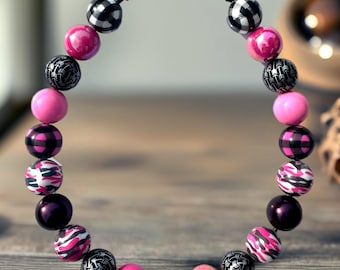 Pink Camo Beaded Dog Collar: Hunting With Daddy, Personalized Name