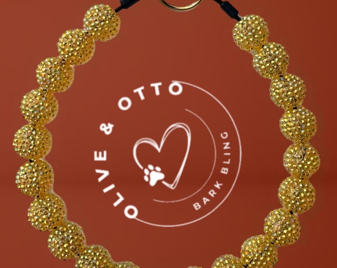 Golden Sparkle Beaded Dog Collar – Chunky Rhinestone Bubblegum Bead Collar