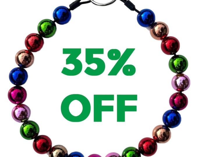 Oh Christmas Tree Dog Collar | Metallic Beaded Holiday Bubblegum Bead Pet Necklace | Fancy cat pet accessories