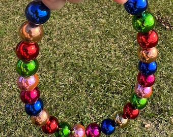 Christmas bubblegum bead Dog Collar - Metallic Beaded Holiday Pet Necklace - fancy cat necklace - Add pets name to personalize - shiny