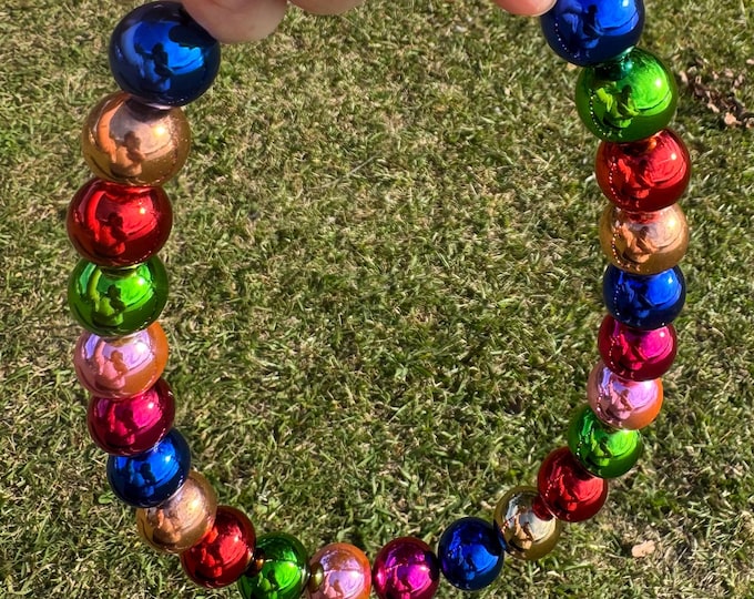Christmas bubblegum bead Dog Collar - Metallic Beaded Holiday Pet Necklace - fancy cat necklace - Add pets name to personalize - shiny