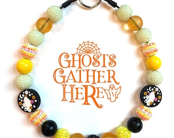 Glow-in-the-Dark Ghost Dog Collar: Halloween Beaded Pet Necklace