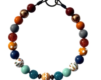 Fall Harvest Beaded Dog Collar – Autumn Bubblegum Bead Collar