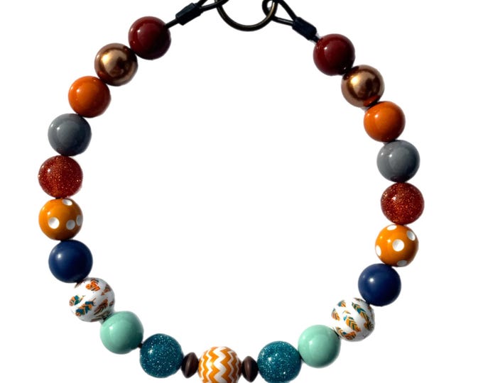 Fall Harvest Beaded Dog Collar – Autumn Bubblegum Bead Collar