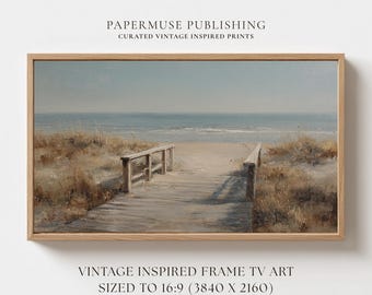 Coastal Dune Path Frame TV Art, Vintage Beach Ocean Landscape, Cottagecore Coastal Decor Digital Download 16:9 #CS40