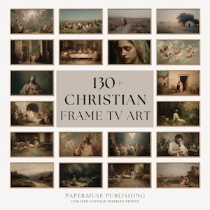 Christian Frame TV Art Bundle, 130 Religious Samsung Frame TV Art, Nativity & Biblical Scenes, Vintage Jesus Digital Decor 16:9