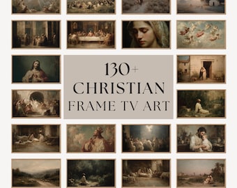 Christian Frame TV Art Bundle, 130 Religious Samsung Frame TV Art, Nativity & Biblical Scenes, Vintage Jesus Digital Decor 16:9
