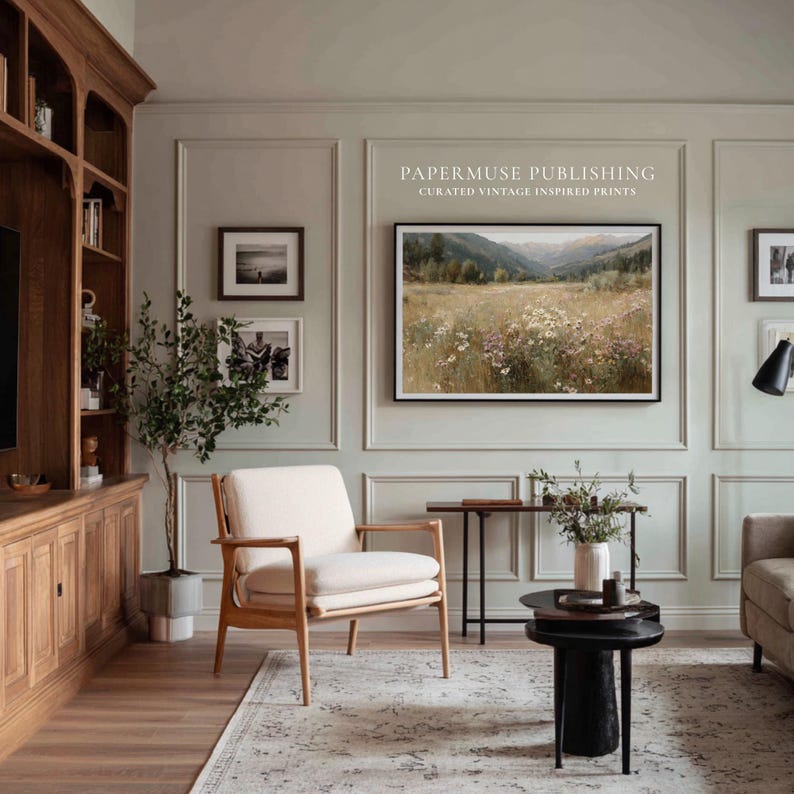 Wildflower meadow frame tv art, mountain landscape samsung frame tv, floral meadow tv artwork, cottagecore frame tv art, neutral landscape frame tv, wildflower field painting download, rustic nature tv art, european countryside wall art tv, meadow floral samsung frame art, organic modern frame tv, painterly landscape tv art, nature inspired frame tv, spring meadow wall art, neutral floral landscape art, vintage style landscape frame tv, serene mountain meadow art, calm nature tv artwork