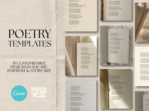 Instagram & Social Media Templates for Poets, Writers, Quote Pages, Authors and Artists | Posts and Stories, Neutral Book Paper Texture Poem