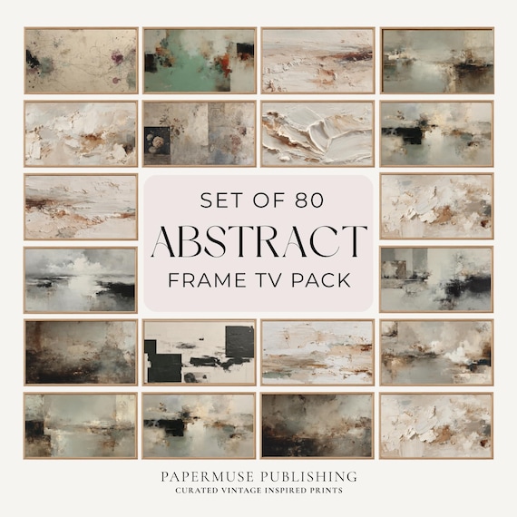 Abstract Neutral Frame TV Art Bundle, 80 Modern Textured Paintings, Samsung Frame TV Art, Minimal Moody Wall Art, Neutral Digital Download