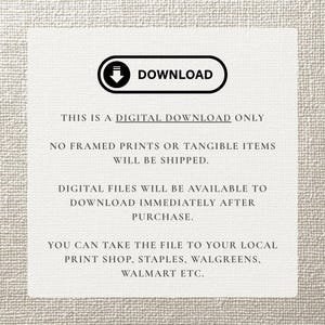Puede incluir: Gr&aacute;fico de descarga digital con la palabra "DESCARGAR" en un &oacute;valo negro. El texto de abajo indica que esto es solo una descarga digital y que no se enviar&aacute;n art&iacute;culos f&iacute;sicos. Tambi&eacute;n menciona d&oacute;nde se puede imprimir el archivo.