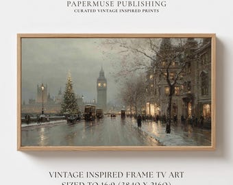Vintage London Big Ben Christmas Frame TV Art, Snowy Westminster Scene, Winter Cityscape, European Christmas Art, Samsung Frame Download |#5